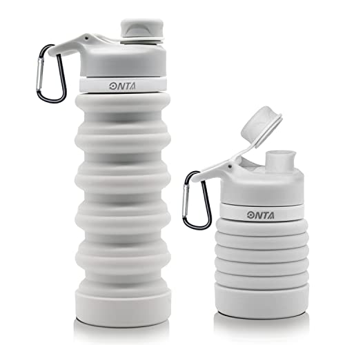 ONTA Collapsible Water Bottle- BPA Free Silicone Foldable Water Bottle for Travel,Silicone Portable Leak-Proof Travel Water Bottle, 20oz