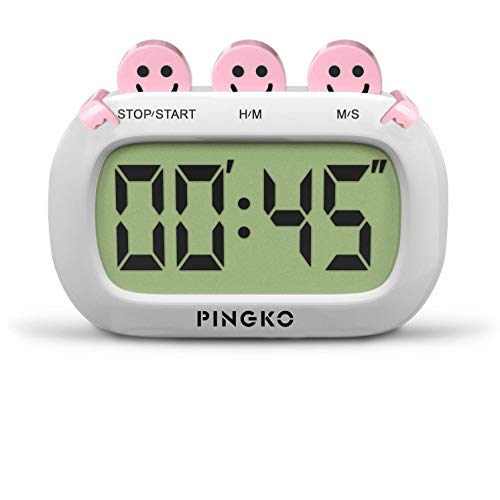 PINGKO Digital Kitchen Timer Fashion Design Clock Cooking Timer with Big Digits,Large LCD Display, Loud Alarm, Magnetic Backing Stand,Battery Included