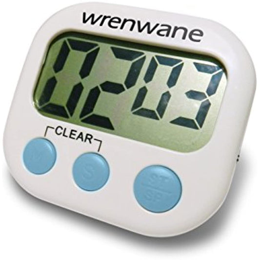 Wrenwane Digital Kitchen Timer (Upgraded), No Frills, Simple Operation, Big Digits, Loud Alarm, Magnetic Backing, Stand, White (1) (1) (1)