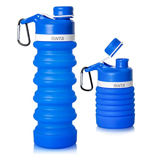 ONTA Collapsible Water Bottle- BPA Free Silicone Foldable Water Bottle for Travel,Silicone Portable Leak-Proof Travel Water Bottle, 20oz