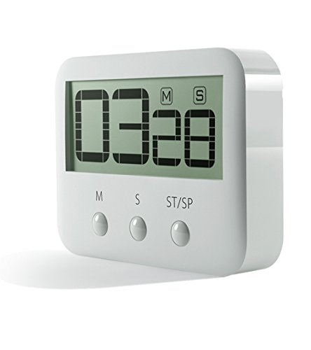 PINGKO Digital Kitchen Timer, Big Digits, Loud Alarm, Magnetic Backing, Stand, Countup & Countdown Timer Maximum to 99 Minutes 59 Seconds - White