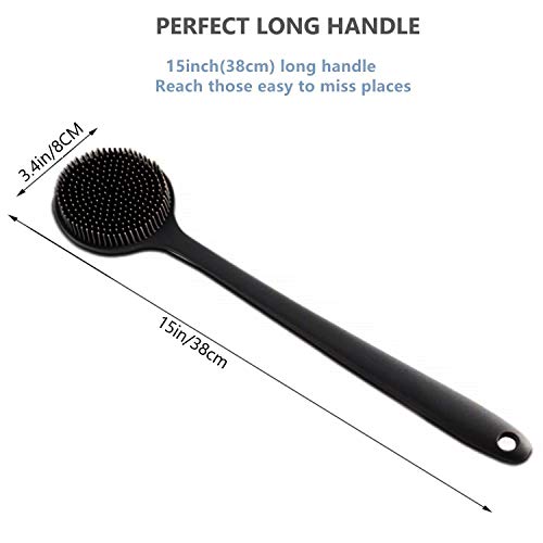 Cinlitek Silicone Body Scrubber, Long Handle Back Scrubber for Shower, Silicone Body Brush Shower Scrubber for Body, Shower Srush Back Brush Body Exfoliator