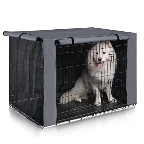 PINGKO Durable Dog Crate Cover-Water Resistant Breathing,Lightweight 600D Polyester with PU Coating Cover,Fits for 36 42 48 Inches Wire Pet Crate Kennel Covers