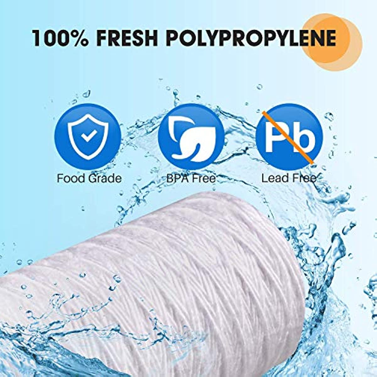5 Micron 4.5" x 10" Whole House String Wound Sediment Filter for Well Water, Replacement Cartridge for 84637, WPX5BB97P, PC10, 355214-45, 355215-45, WP10BB97P, WP5BB97P, 2Pack