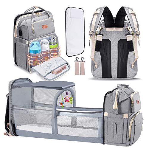 Bubblbay 8 in 1 Baby Diaper Bag Backpack, Diaper Changing Totes 900D Oxford Waterproof Baby Bags for Boys Girl Travel with Bed Mat Pad, Large Capacity Shower Gifts