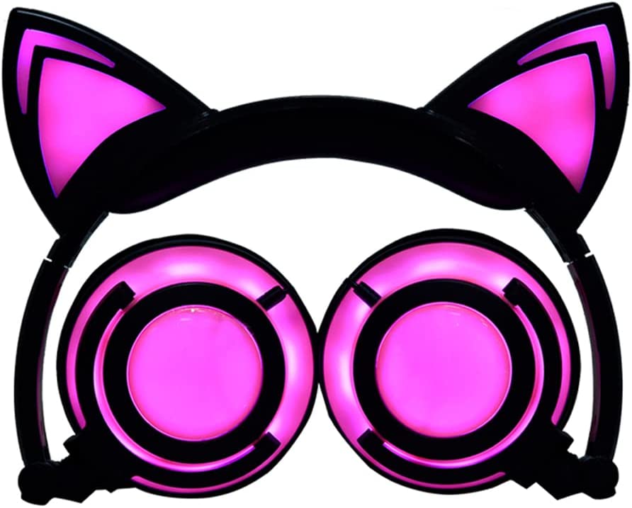 Olyre Wired Kids Headphones,Safe 85db Volume Control On-Ear LED Kitty Headphones with Mic for Kids Boys Girls Children Headset for Computer Tablet iPad Laptop Gamepad (Purple)