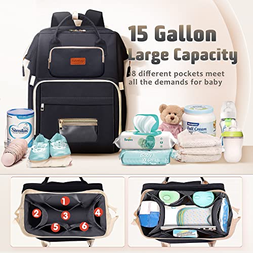 Bubblbay Diaper Bag Backpack, 16 Large Pockets Multifunctional Portable Baby Travel Bags for Boys Girls, 900D Waterproof Baby Diaper Bag