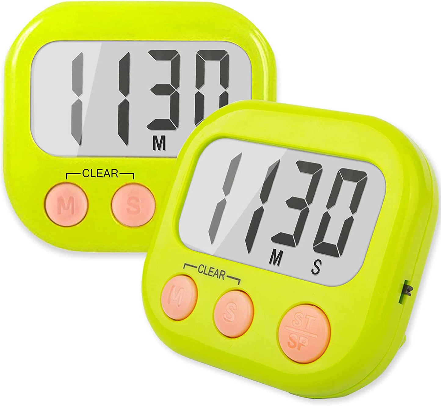 2 Pack Digital Kitchen Timer for Cooking Big Digits Loud Alarm Magnetic Backing Stand Cooking Timers for Baking White