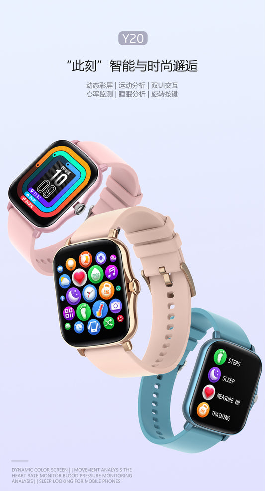 Full Touch Smartwatch Y20 Heart Rate Monitor Fitness Tracker Blood Pressure Smart Bracelet Dafit App Sport watch for Men Women